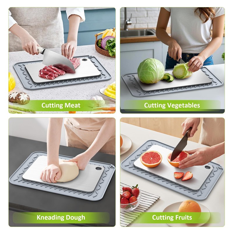 Rexspt 100% Pure Titanium Cutting Boards for Kitchen, Double-Sided Food-Grade
