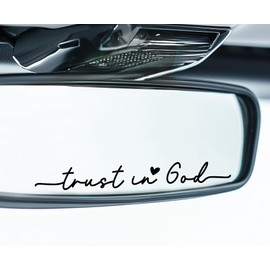 3 x Car Rear Mirror Vinyl Decal Stickers Water Bottle Decor Cute Laptop Sticker Aesthetic Tumbler Positive Affirmation Decal Car Rearview For Women Gift For Her (Black, Trust in God)