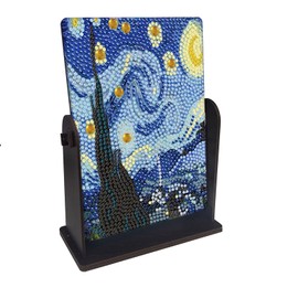 pigpigboss Starry Night Diamond Painting Rotate Mirror Kit, 5D DIY Crystal Drill Van Gogh Starry Sky Diamond Art Makeup Mirror for Adult Beginner Home Office Holiday Desktop Decor