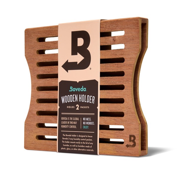 Boveda Cedar Wood Humidity Pack Holder for Storage Box - For Use With Two Size 60 Boveda Packs (Sold Separately) - Includes Magnetic and Removable Tape Mounting Kits – 1 Count