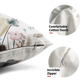 Teal Brown Cream Grey Floral Lumbar Pillow Covers 12x20 In Watercolor Tan Gray Beige Flowers Rectangle Throw Pillows Rustic Abstract Modern Pillowcases Home Decor For Living Room Couch Sofa Set of 2