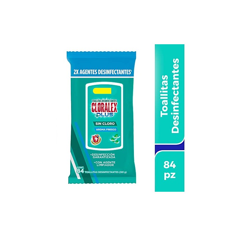 Cloralex Toallitas Desinfectantes Fresco Aroma Sin Cloro 84 Pzs