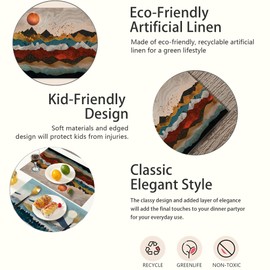 Mountains Sun Nature Scenery Placemats Set of 6,Table Mats Non-Slip Heat Resistant Washable Placemat for Party Kitchen Dining Table Decoration Indoor Outdoor