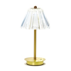 Two's Company LED Touchable Table Lamp with Acrylic Shade in Gift Box, Iron, 13-inches Height, Gold and Silver, 54745