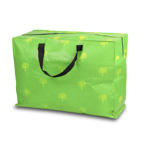 Enormous Jumbo XL Clothing Toys Home Laundry Storage Bag Made From Recycled Material. Really Big Extra Deep Massive Green Tree Pattern Sorti Bag. 127 Litres. 54 x 74 x 32 cm