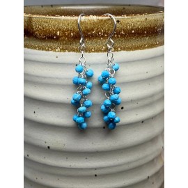 Handmade Sterling Silver Sleeping Beauty Turquoise Dangle Earrings