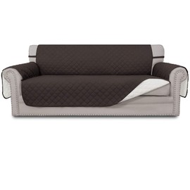 Easy-Going Reversible Couch Cover for 3 Cushion Couch Sofa Cover for Dogs Water Resistant Furniture Protector Cover with Foam Sticks Elastic Straps for Pet Cat (Sofa, Chocolate/Ivory)
