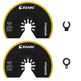 EZARC Oscillating Multitool Blades Titanium, 2PCS Semi Circle Flush Cut Oscillating Saw Blades for Wood Metal Nails Screws Cutting, Universal Quick Release Oscillating Tool Blades Kits