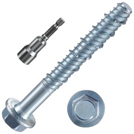 Wensilon 5/16" x 3" Zinc Plated Large Diameter Concrete Screw Actual Thickness 3/8"(10mm) for Anchoring to Masonry, Brick or Block (30 pcs)