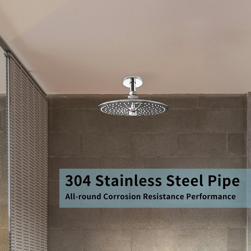 Straight Shower Arm with Flange, Ceiling Mount 3 Inches Rain