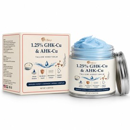 Tallow Honey Balm: with 1.25% GHK-Cu & AHK-Cu, Skin Balm for Skin Hydration, Dry Skin Care, Helps Support Skin Barrier, Smooth Fine Lines & Uneven Texture, Facial Nourishment