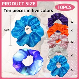 XZEIT 10 Pieces LED Light Hair Scrunchies LED Light Hair Ties Multiple Light Modes Hair Scrunchy Soft Elastic Hair Bands Ponytail Holder Hair Ties Accessories for Party Accessories