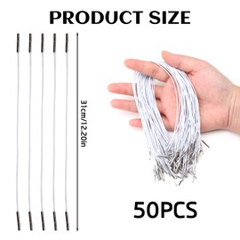 Elastic Barb Cord, Pack of 50, Rubber Cord with Metal Barb Closure, Round White Hat Rubber Cord for Hats, Blindfolds, Masks, Notebooks, Day, Gift Bags
