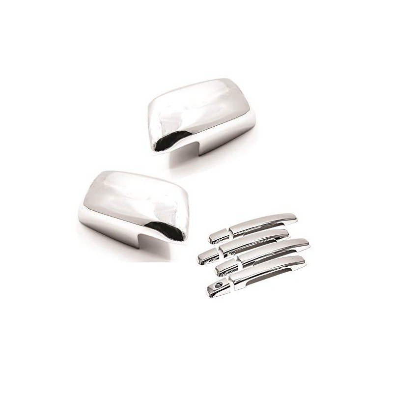 S SIZVER Combo Chrome Full Mirror Covers+Chrome Door Handle for