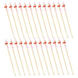 BIUDECO 100Pcs Bamboo Ear Wax Removal Spoons Smooth Non Slip Ear Cleaning Tools Durable and Easy to Use Random Color