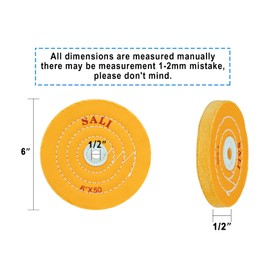 SALI 4 Pack Polishing Wheel for Bench Grinder Buffing Wheel 6 inch Yellow Cotton (50 Ply) for Buffer Polisher Coarse Polish Pad 1/2'' Arbor Hole