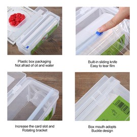 BSTCAR Cling Film and Foil Dispenser and Cutter, Plastic Transparent Film and Foil Storage Organizer Food Wrap Dispenser Cutter Refillable Professional Cling Film Dispenser with Cutter