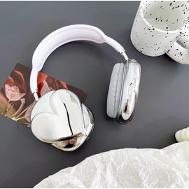 Heart AirPods Max Cover, Airpod Max Attachments, Headphones Case for Airpods Max Cute Airpod Pro Max Ear Covers Protective Accessories Chrome Attachments