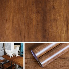 Livelynine Wood Wallpaper Peel and Stick 15.8x394 Inch Removable Wall Paper Self Adhesive Shelf Liner Kitchen Furniture Dining Room Decoration Wall Decals Wood Fadeless Paper