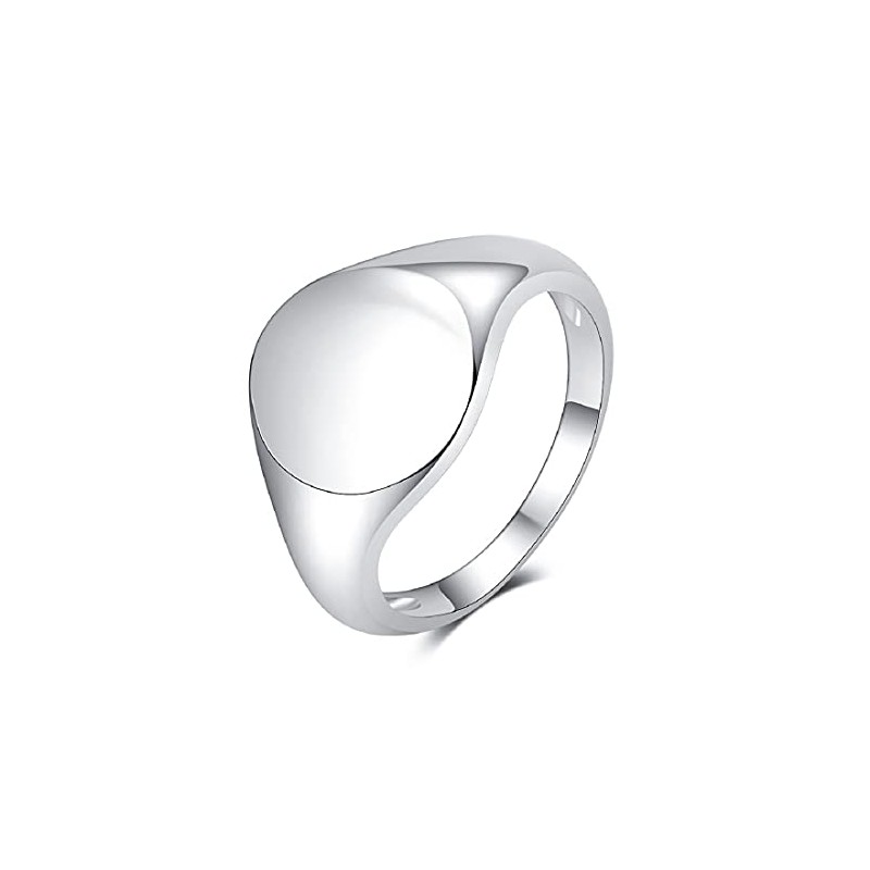 FeatherWish 925 Sterling Silver Ring Retro Vintage Style Signet Oval
