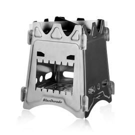BlueDorado Ultralight Wood Burning Stove Portable Backpacking Stove Titanium Multi-Fuels Outdoor Camping Stove (Titanium)