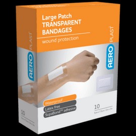 AEROPLAST Transparent Large Patch 7.5 x 5cm 10 Packs