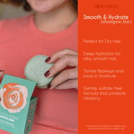 Alice Cares Smooth & Hydrate Shampoo Bar - with Great Tea Extract and Aloe Vera Leaf Juice - Formulated for Dry Hair and Scalp