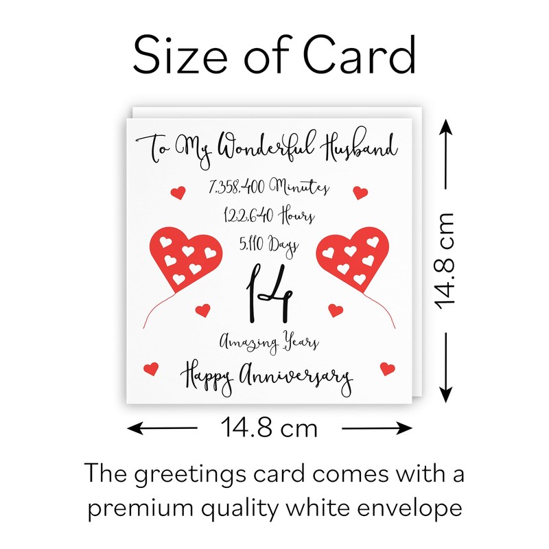 Hunts England - Romantic Husband 14th Wedding Anniversary Card -