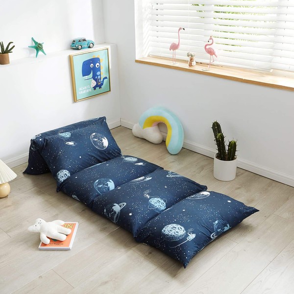 Mengersi Galaxy - Funda de almohada para el piso para niños, funda de almohada para el piso para niños, requiere 5 almohadas (almohadas no incluidas) (King (solo funda), azul marino)