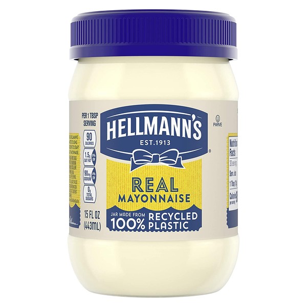 Hellmann's Real Mayonnaise For a Creamy Condiment for Sandwiches and Simple Meals Real Mayo Gluten Free, Made With 100% Cage-Free Eggs 15 oz