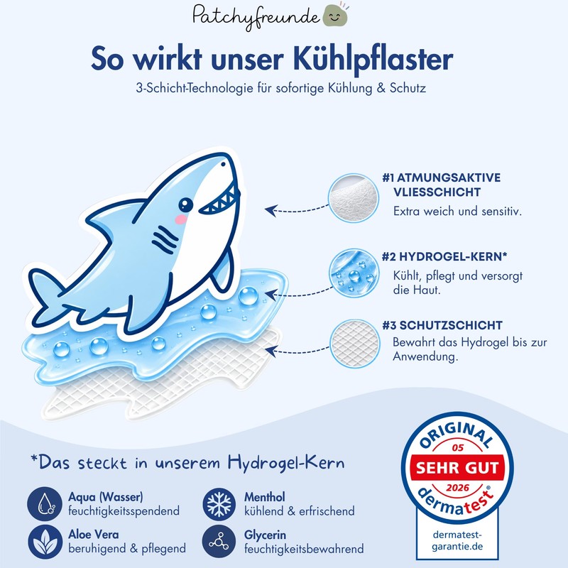 Hydrogel Cooling Plasters for Children from 2 Years, Instant Cooling