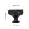 Ravinte 25 Pack Round Matte Black Knobs Knurled Single Hole