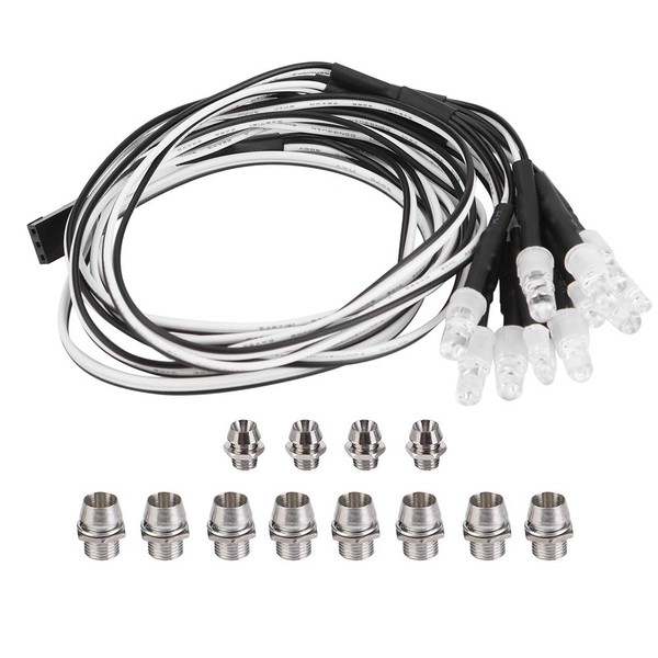 RC Car Light, LED Light, 12 pcs, 0.2 inches (5 mm), 0.1 inch (3 mm), Headlight + Tail Light, LED Light, Wire Length 29.5 inches (75 cm), Safe, Convenient Installation, Continuous Lighting, Low Power Consumption, Good Lighting Performance, RC Model Drift 