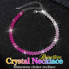 Reaky Choker Necklaces, Gold Rhinestone Necklace, Sparkling Necklaces, Jewelry for Women, /, /