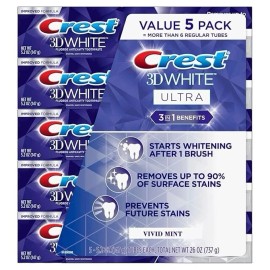 Unbranded Crest 3D White Ultra Whitening Toothpaste, Vivid Mint (5.2 oz., 5 pk.)