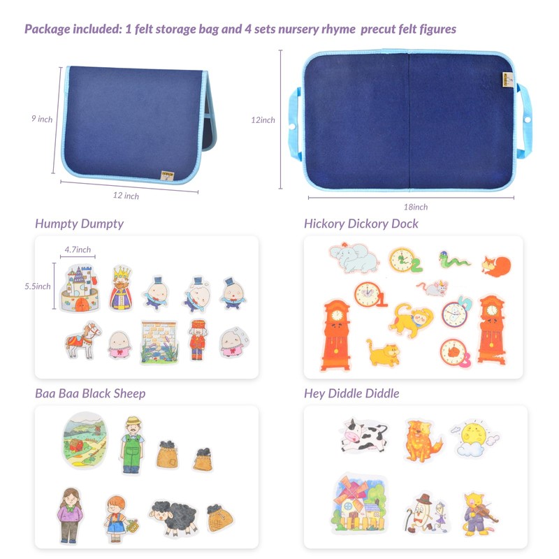 CHEFAN Felt Board for Toddlers, 4 Set Nursery Rhymes Felt