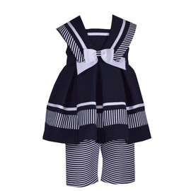 Bonnie Jean Vestido de marinero náutico para niña, para bebés, bebés y niñas pequeñas, Azul marino y blanco, 4