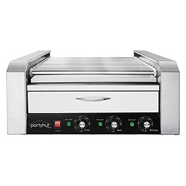 PartyHut 30 Hot Dog Wamer Roller Grill Cooker Commercial Machine (11 Hotdog Rollers & Bun Warmer)