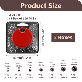 358 Pcs Split Shot Fishing Weights Set, 2 Pack 7 Division Way Fishing Weights, Soft Metal Fishing Sinkers Dispenser Weights Tackle Rust-Proof for Carp Coarse Angling Includes Durable Tackle Box