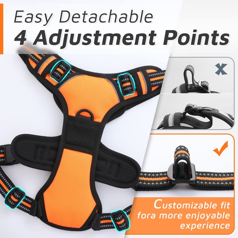 Eagloo Dog Harness No Pull, Walking Pet Harness with 2