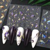 3D Bronzing Gold Marble Nail Art Stickers, 6pcs Blue Purple