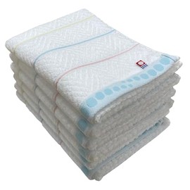 Imabari Towels, Face Towels, Set of 6, Striped Pattern, 13.4 x 33.9 inches (34 x 86 cm), Thin Border, Water Absorbent, Quick Drying, Thin, Made in Japan