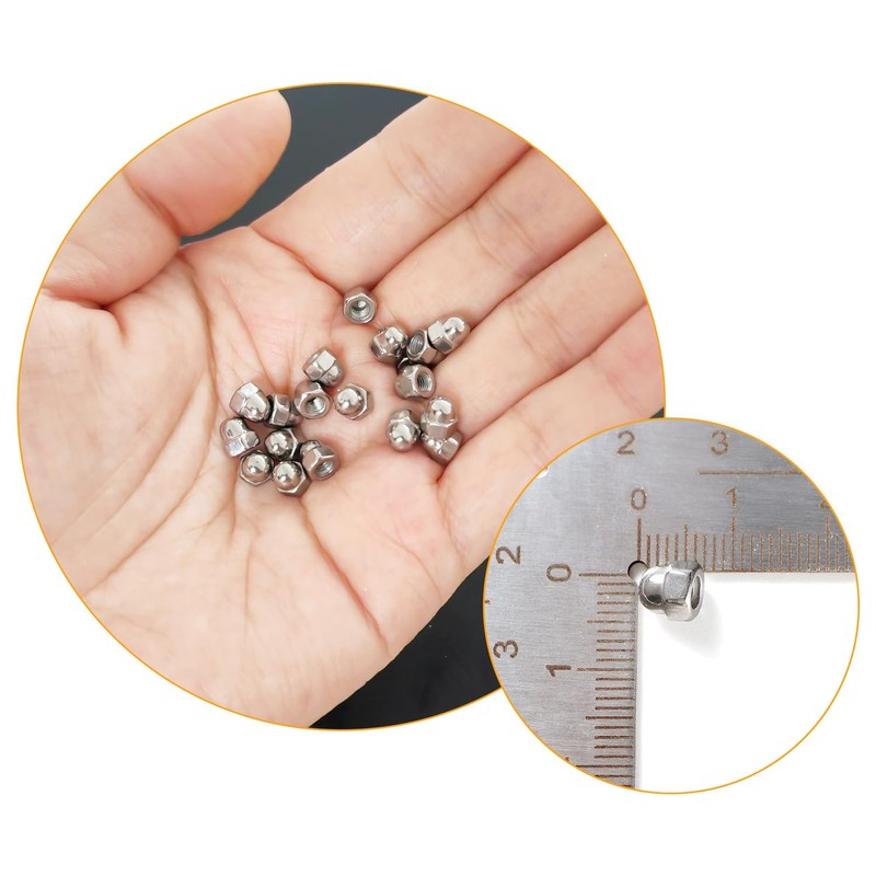 Lyeteung 50 Pieces M3 Hexagonal Acorn Nuts Stainless Steel Hex