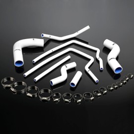 PIT66 Silicone Radiator Hose Kit,Compatible with 1996-2000 Subaru Impreza GC8 GF8 STI EJ20 WRX White with Clamps