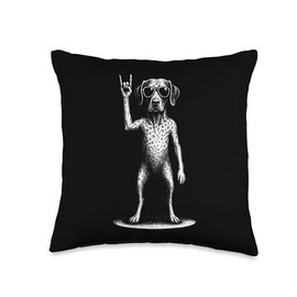German Shorthaired Pointer Rock Music Retro Vintage Dog Throw Pillow