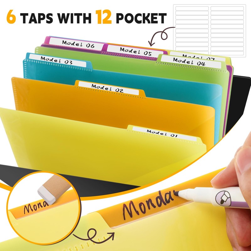 Yeaqee 8 Pack 24 Pocket Project Organizer Spiral Multi Pocket