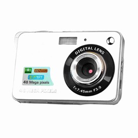 Digital Camera Mini Pocket Camera 48MP 2.7 Inch LCD Screen 8x Zoom Smile Capture Anti-Shake with Battery