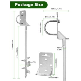 20 Inch 4 Pack Ground Anchors Heavy Duty, Swing Set Anchor Kit Screw in Earth Anchors Trampoline Stakes High Wind Metal Auger Anchor for Shed Tent Carports Securing Animals Camping Mobile Home