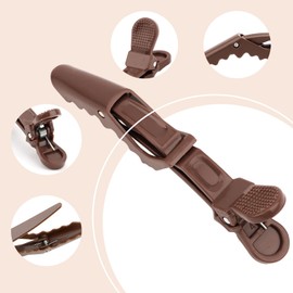 4 Pcs Coffee Alligator Hair Clips for Styling Sectioning Large Pro Salon Hair Clips Barber for Coloring, Cutting, Sectioning Big Gator Clips Hair Styling Accessories for Women Men Girls