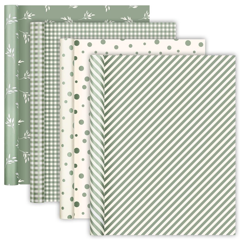 4 Rolls Wedding Wrapping Paper- 17 x 120 in Sage